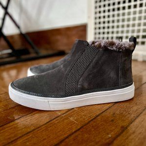 Bryce Grey Suede Faux Fur Slip On Sneaker